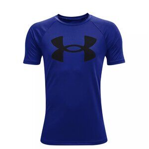 Boys Royal Blue Under Armour Big Logo Tech Graphic Tee (M)